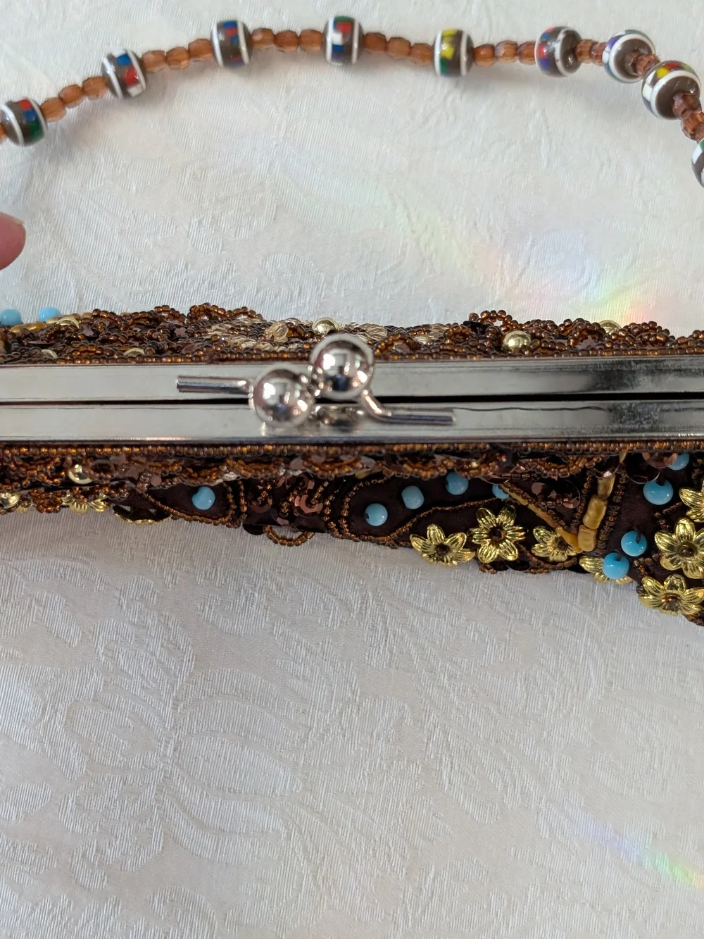 Embellished Brown Beaded Evening Clutch